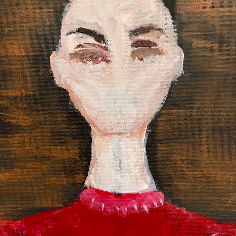 Silenced – Lady in Red - Faceless Collection | 8x10 Acrylic Abstract Art - Picture 6 of 7